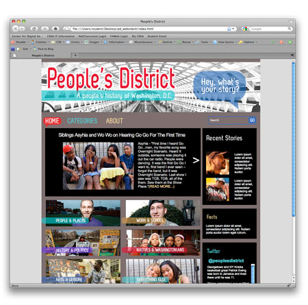 Screenshot of people's district homepage